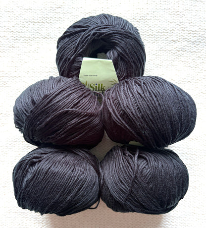 5 balls x 50g Cashmere Silk yarn : Cashmere + Silk + Bamboo fiber : 29 Charcoal