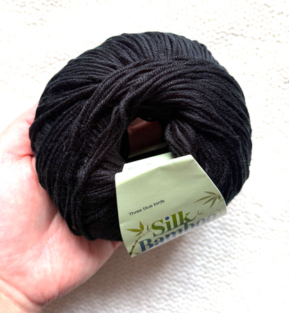 5 balls x 50g Cashmere Silk yarn : Cashmere + Silk + Bamboo fiber : 29 Charcoal