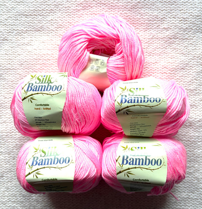 5 balls x 50g Cashmere Silk yarn : Cashmere + Silk + Bamboo fiber : 07 Neon Pink