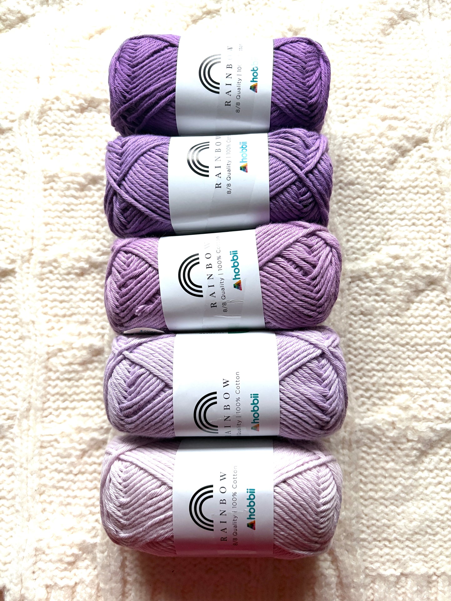 10 balls x 50g Hobbii : Rainbow Cotton Yarn 8/8 Color Pack 08 : 100% Cotton