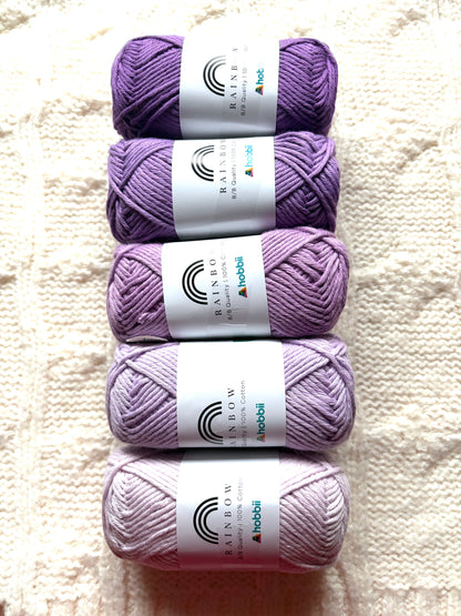 10 balls x 50g Hobbii : Rainbow Cotton Yarn 8/8 Color Pack 08 : 100% Cotton