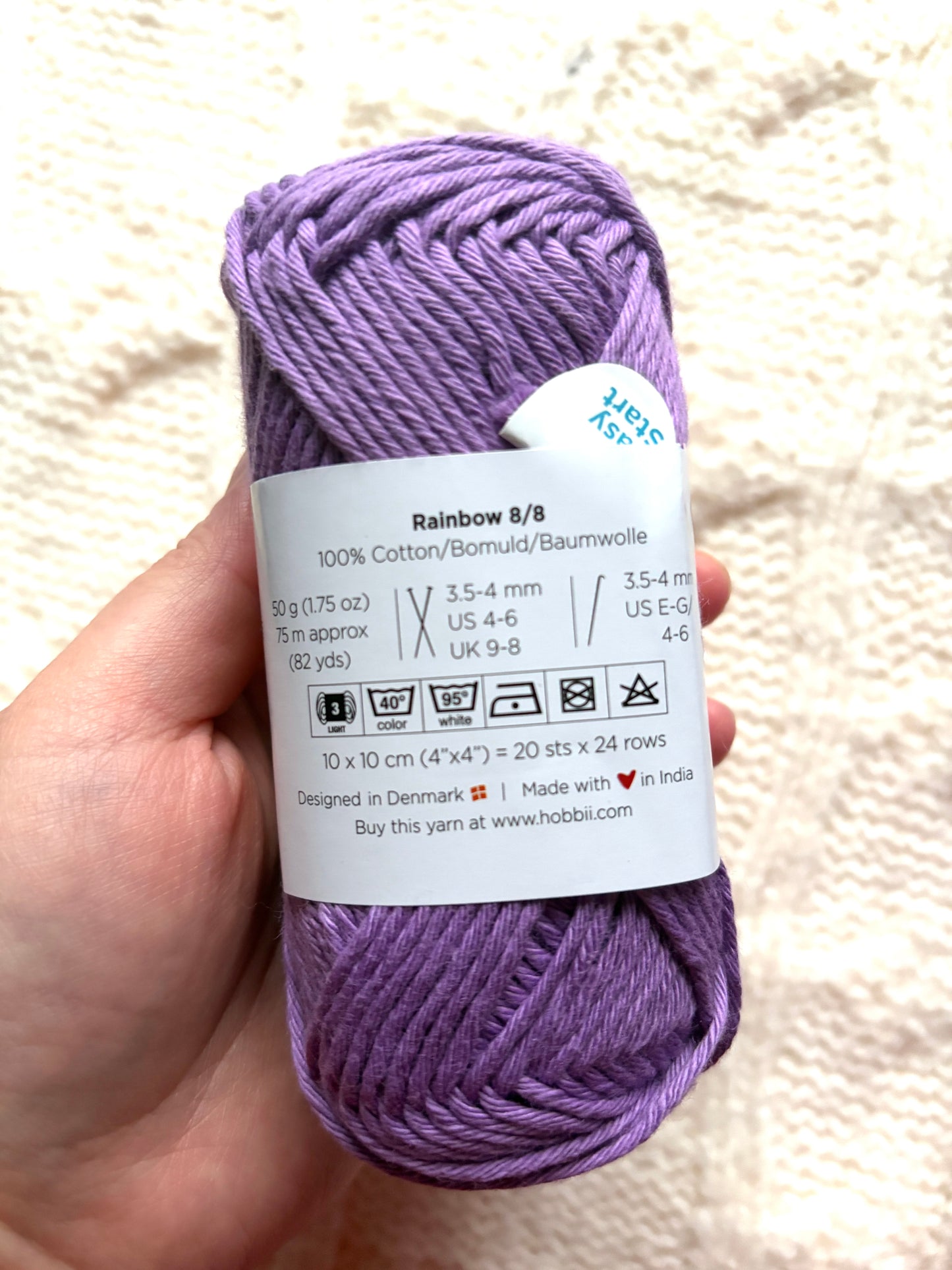 5 balls x 50g Hobbii : Rainbow Cotton Yarn 8/8 Color Pack 08A : 100% Cotton