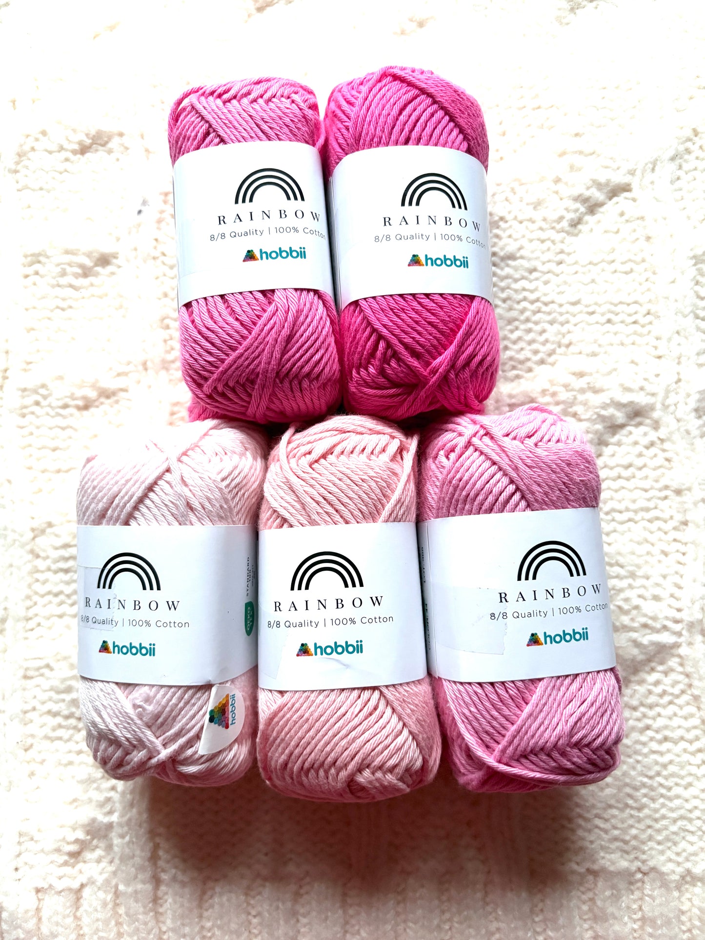 5 balls x 50g Hobbii : Rainbow Cotton Yarn 8/8 Color Pack 08B : 100% Cotton