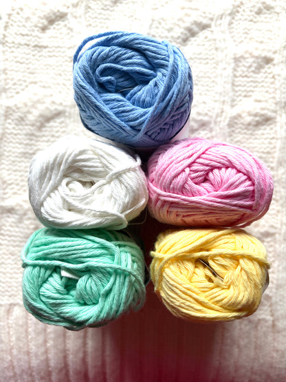 5 balls x 50g Hobbii : Rainbow Cotton Yarn 8/8 Color Pack 04 : 100% Cotton