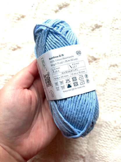 5 balls x 50g Hobbii : Rainbow Cotton Yarn 8/8 Color Pack 04 : 100% Cotton
