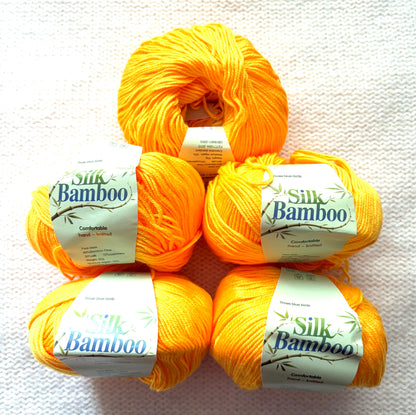 5 balls x 50g Cashmere Silk yarn : Cashmere + Silk + Bamboo fiber : 14 Marigold