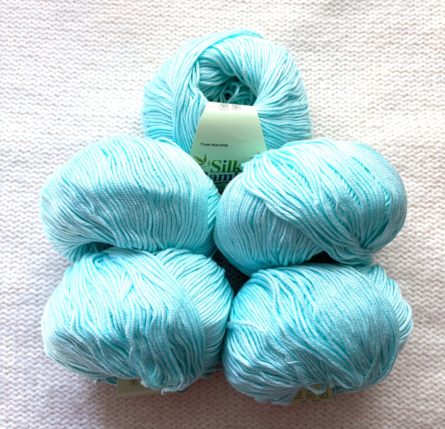 5 balls x 50g Cashmere Silk yarn : Cashmere + Silk + Bamboo fiber : 17 Turquoise