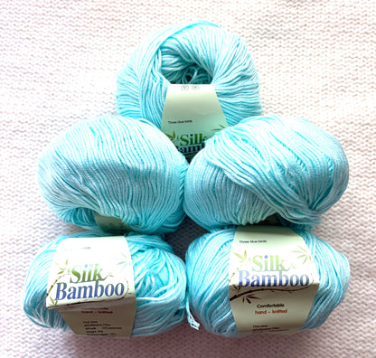 5 balls x 50g Cashmere Silk yarn : Cashmere + Silk + Bamboo fiber : 17 Turquoise