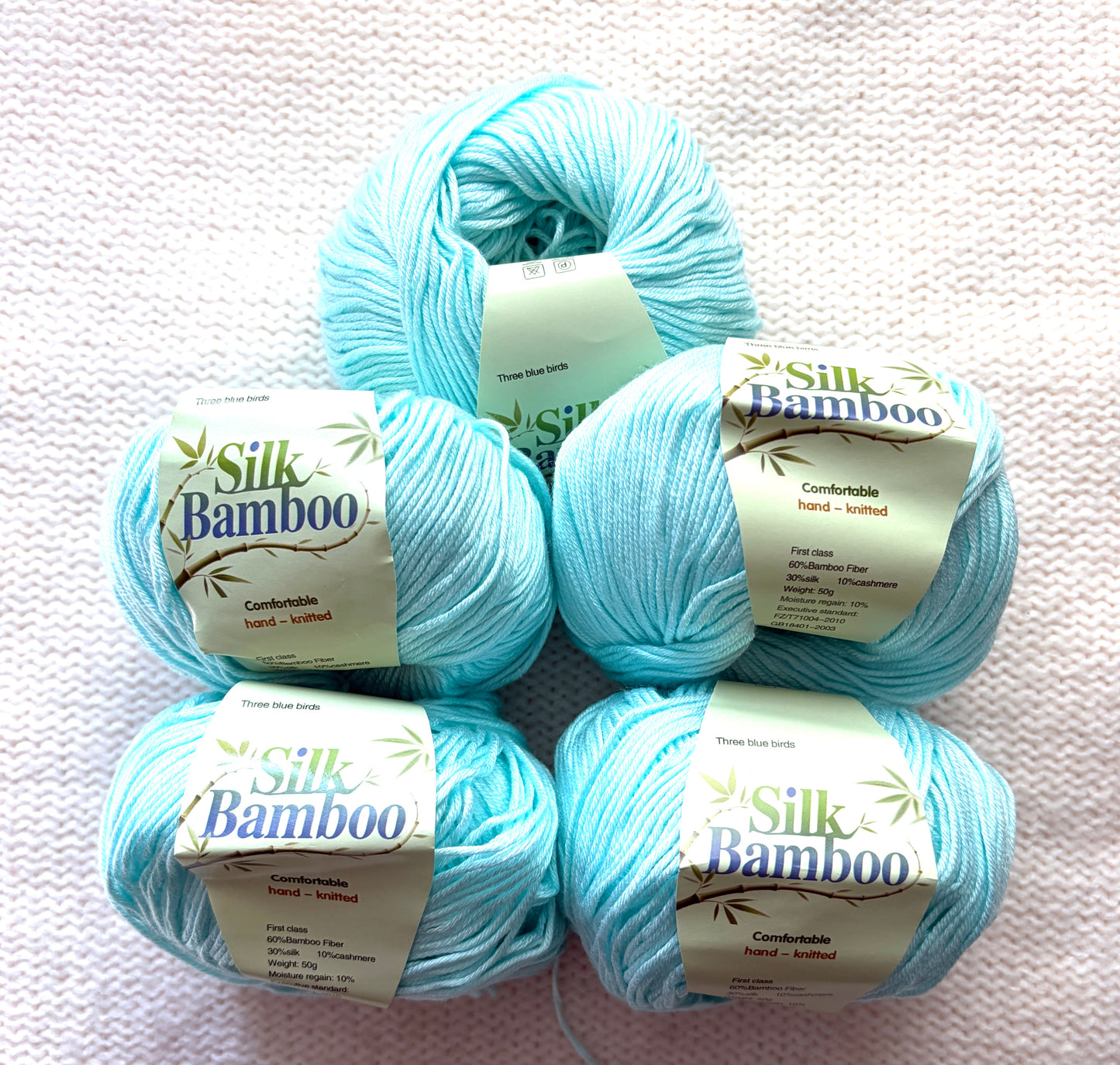 5 balls x 50g Cashmere Silk yarn : Cashmere + Silk + Bamboo fiber : 17 Turquoise