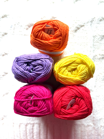 10 balls x 50g Hobbii : Rainbow Cotton Yarn 8/6 Color Pack 11 : 100% Cotton