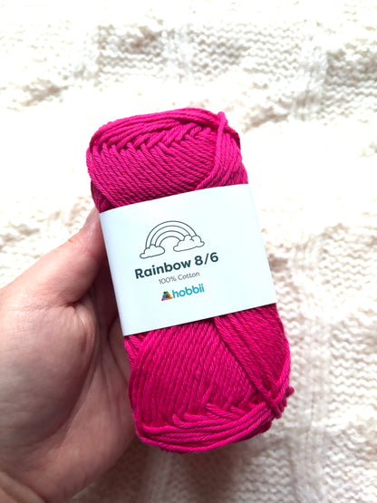 10 balls x 50g Hobbii : Rainbow Cotton Yarn 8/6 Color Pack 11 : 100% Cotton