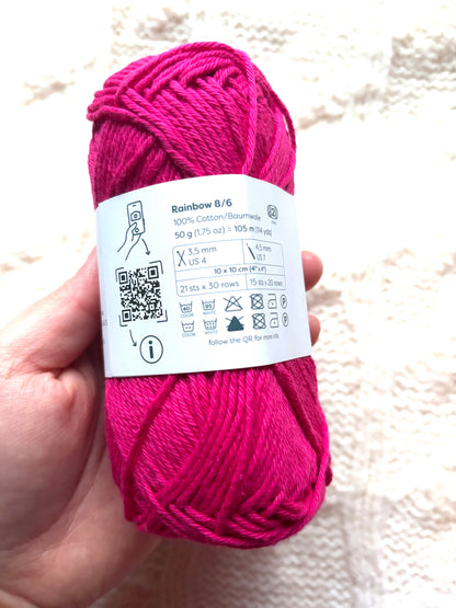 10 balls x 50g Hobbii : Rainbow Cotton Yarn 8/6 Color Pack 11 : 100% Cotton