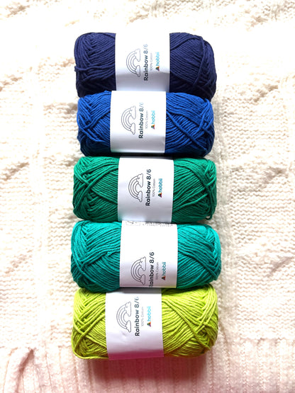 10 balls x 50g Hobbii : Rainbow Cotton Yarn 8/6 Color Pack 11 : 100% Cotton