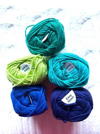 10 balls x 50g Hobbii : Rainbow Cotton Yarn 8/6 Color Pack 11 : 100% Cotton
