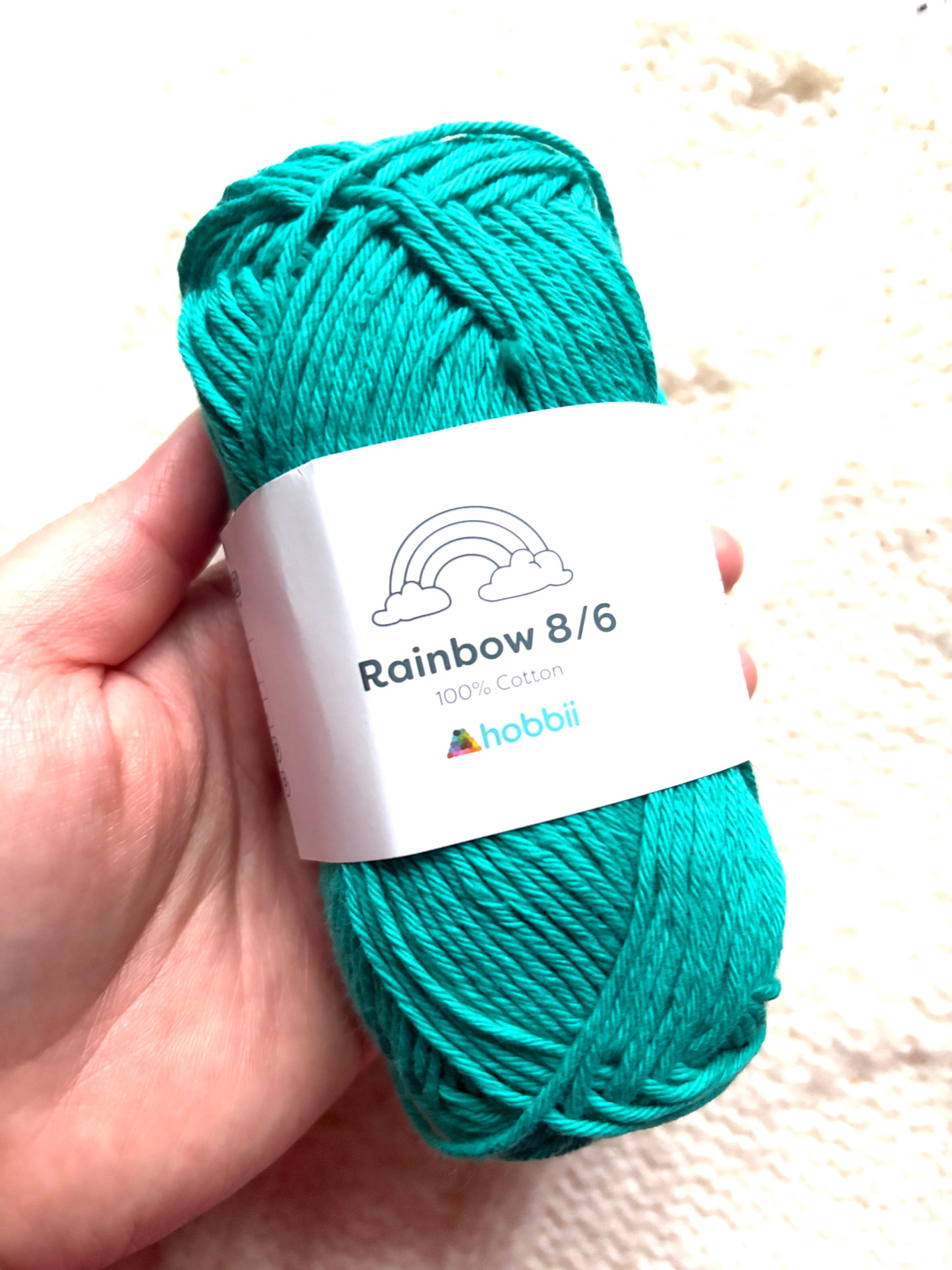 5 balls x 50g Hobbii : Rainbow Cotton Yarn 8/6 Color Pack 11A : 100% Cotton
