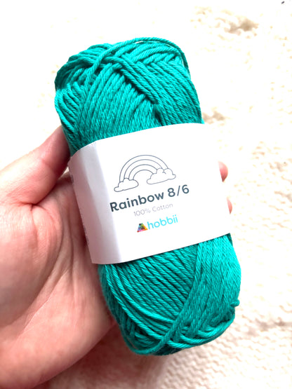 5 balls x 50g Hobbii : Rainbow Cotton Yarn 8/6 Color Pack 11A : 100% Cotton