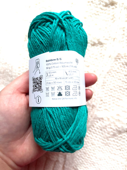 5 balls x 50g Hobbii : Rainbow Cotton Yarn 8/6 Color Pack 11A : 100% Cotton