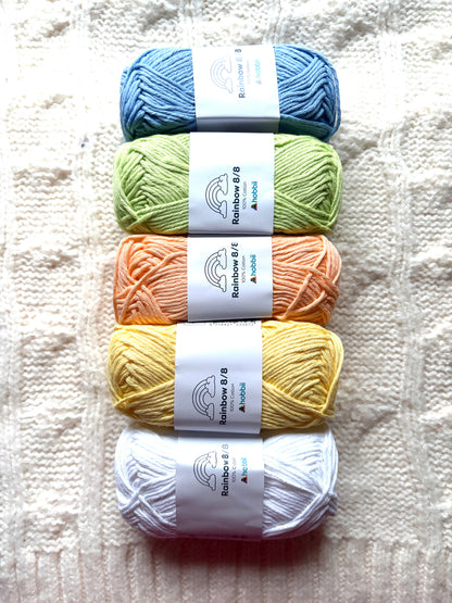 5 balls x 50g Hobbii : Rainbow Cotton Yarn 8/8 Color Pack 05A : 100% Cotton