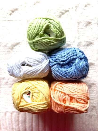 5 balls x 50g Hobbii : Rainbow Cotton Yarn 8/8 Color Pack 05A : 100% Cotton