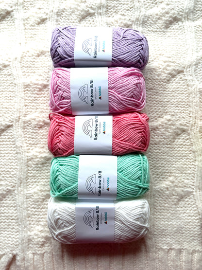 10 balls x 50g Hobbii : Rainbow Cotton Yarn 8/8 Color Pack 05 : 100% Cotton