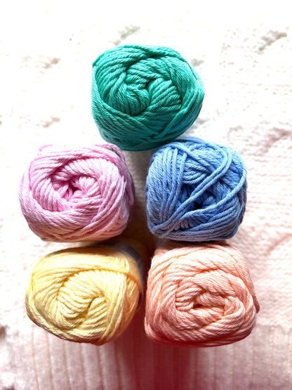 5 balls x 50g Hobbii : Rainbow Cotton Yarn 8/6 Color Pack 12A : 100% Cotton (Copy)