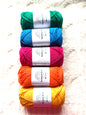 5 balls x 50g Hobbii : Rainbow Cotton Yarn 8/6 Color Pack 12B  : 100% Cotton