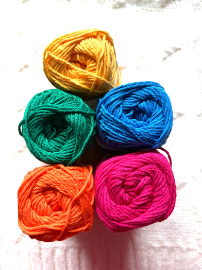 10 balls x 50g Hobbii : Rainbow Cotton Yarn 8/6 Color Pack 12 : 100% Cotton