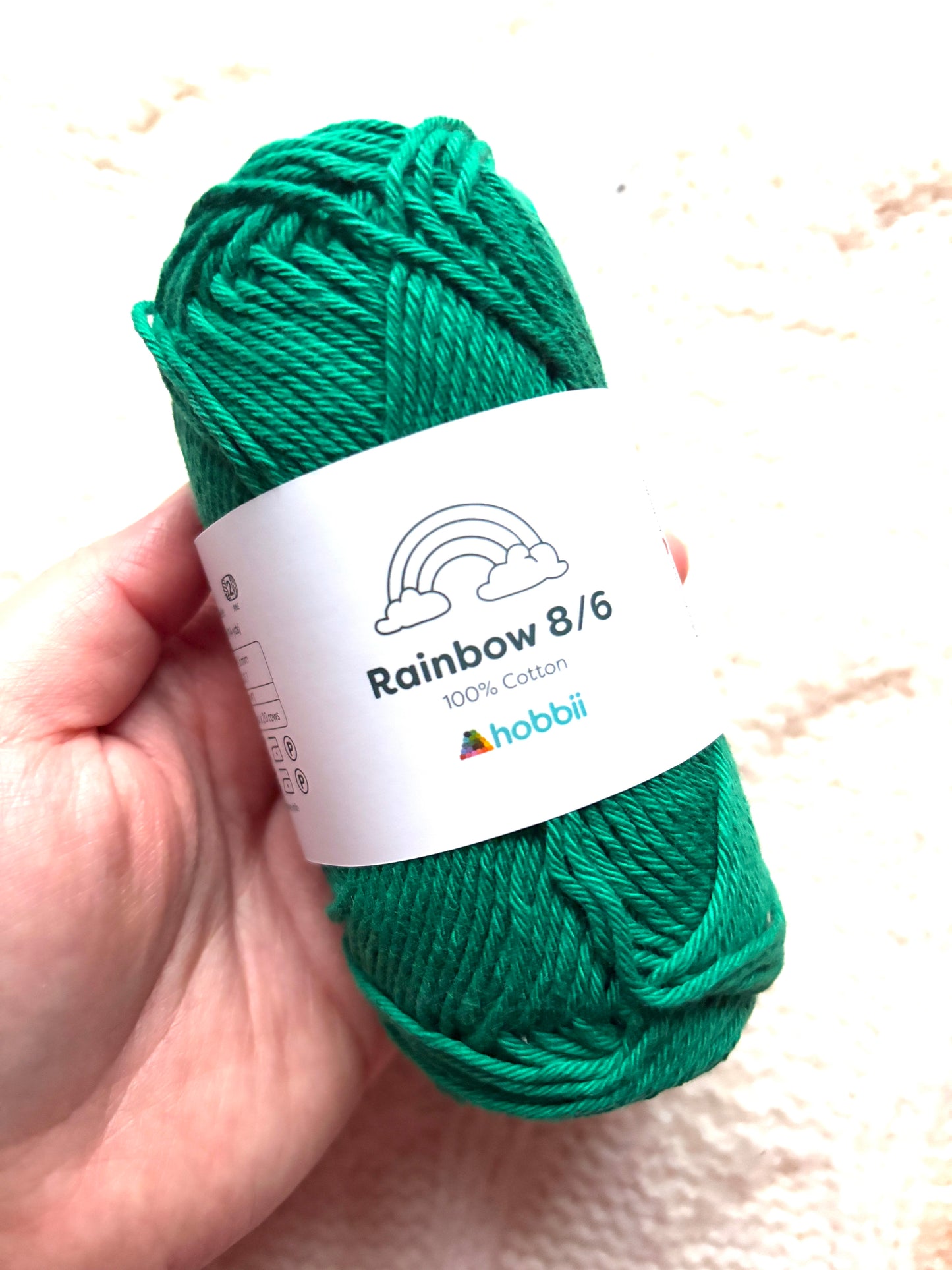 5 balls x 50g Hobbii : Rainbow Cotton Yarn 8/6 Color Pack 12B  : 100% Cotton