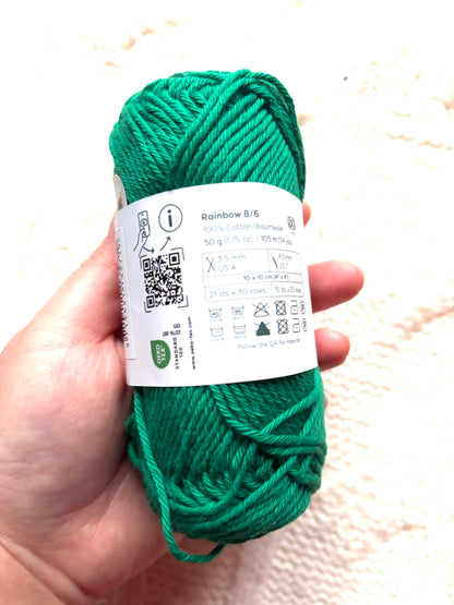 5 balls x 50g Hobbii : Rainbow Cotton Yarn 8/6 Color Pack 12B  : 100% Cotton