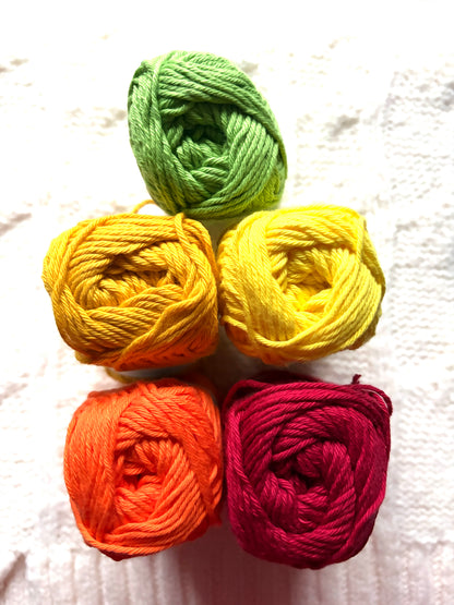 5 balls x 50g Hobbii : Rainbow Cotton Yarn 8/6 Color Pack 09A : 100% Cotton (Copy)