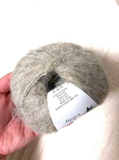 5 balls x 25g Alpaca Mohair yarn : Mohair + Alpaca + Acrylic : 09 Khaki