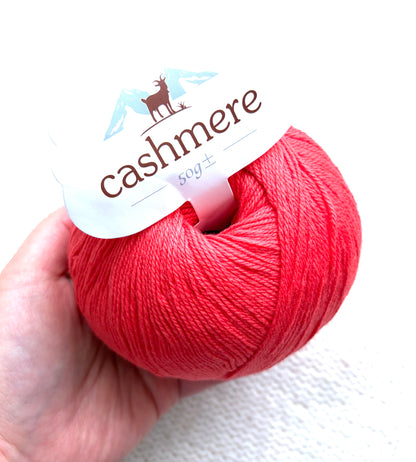 3 balls x 50g Cashmere yarn : 100% Cashmere : 11 Coral Red