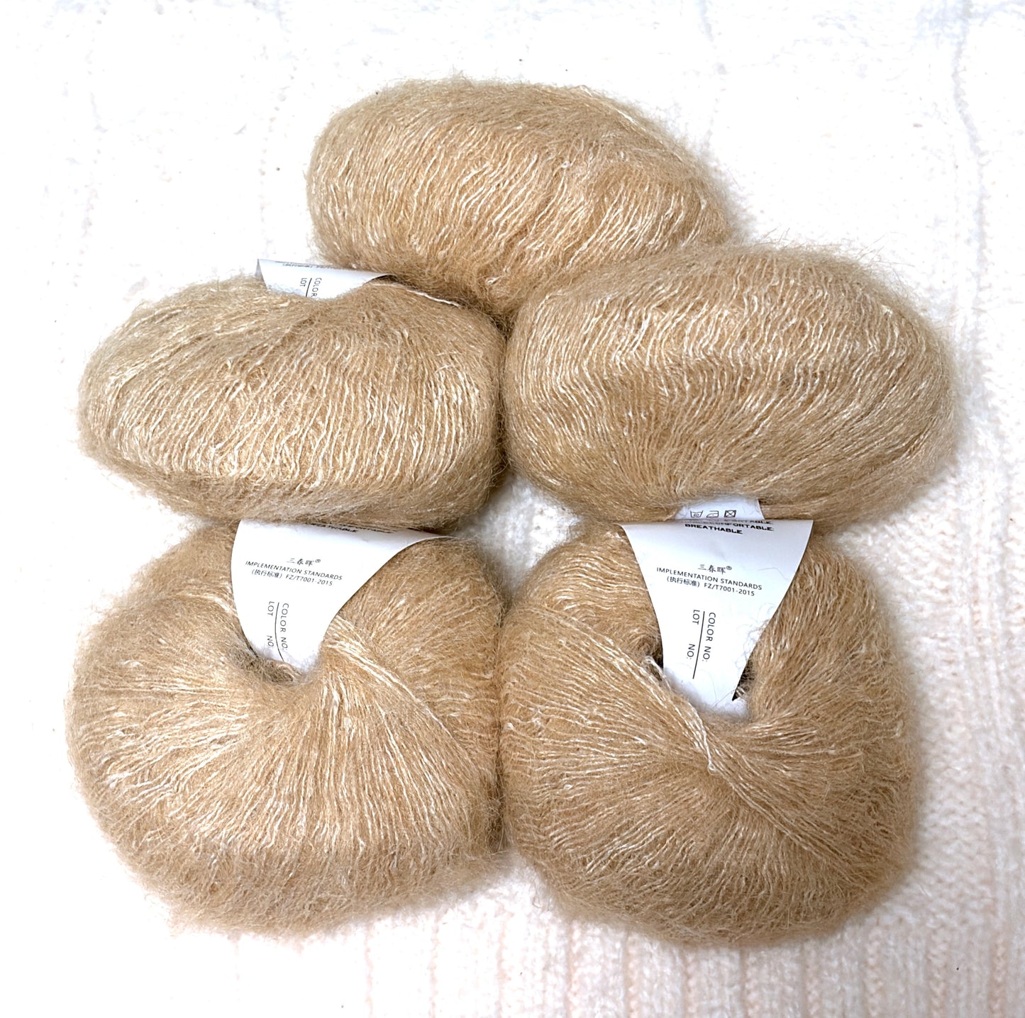 5 balls x 25g Alpaca Mohair yarn : Mohair + Alpaca + Acrylic : 08 Caramel