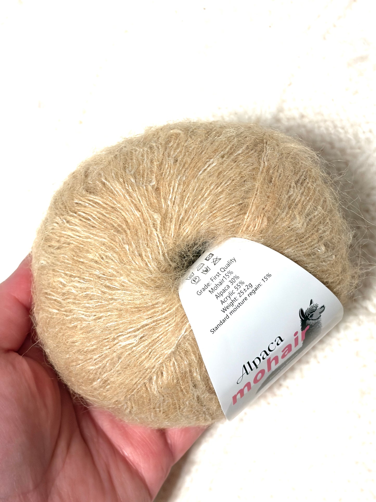 5 balls x 25g Alpaca Mohair yarn : Mohair + Alpaca + Acrylic : 08 Caramel