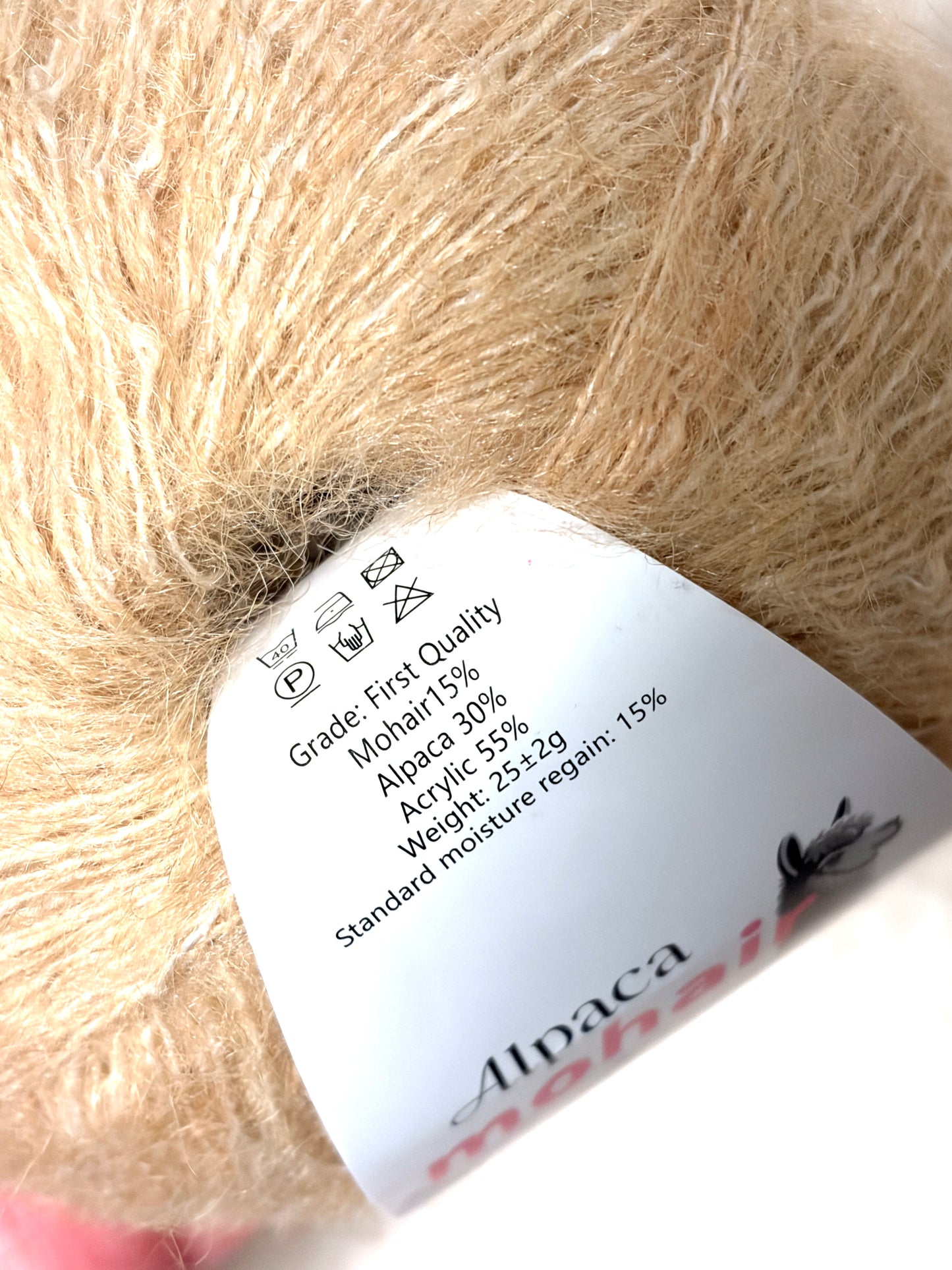 5 balls x 25g Alpaca Mohair yarn : Mohair + Alpaca + Acrylic : 08 Caramel