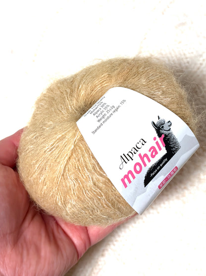 5 balls x 25g Alpaca Mohair yarn : Mohair + Alpaca + Acrylic : 08 Caramel