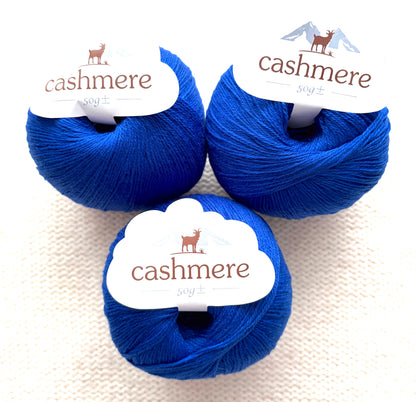 3 balls x 50g Cashmere yarn : 100% Cashmere : 15 Royal Blue