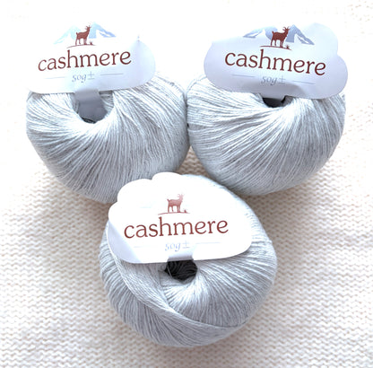 3 balls x 50g Cashmere yarn : 100% Cashmere : 03 Heather Grey