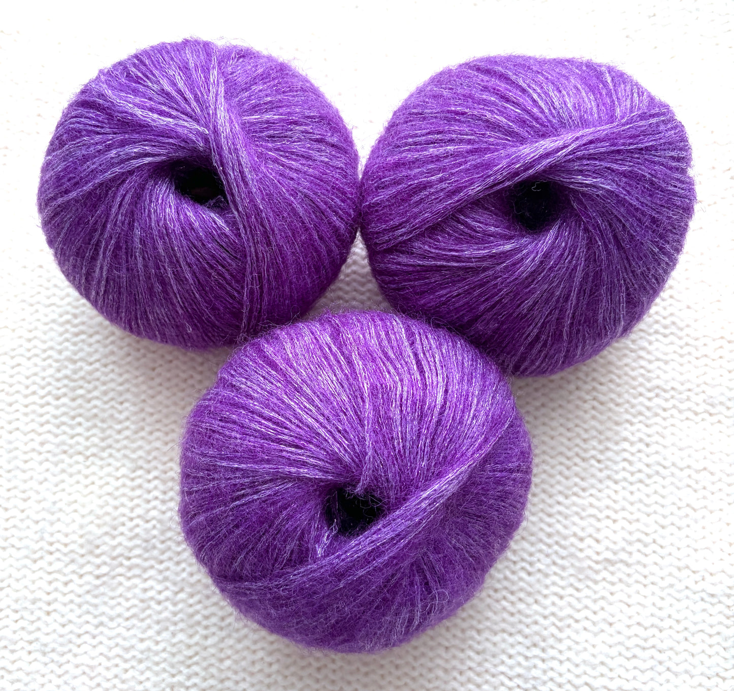3 balls x 25g Glitter Mohair yarn : Mohair + Wool + Rayon : 06 Bright Purple
