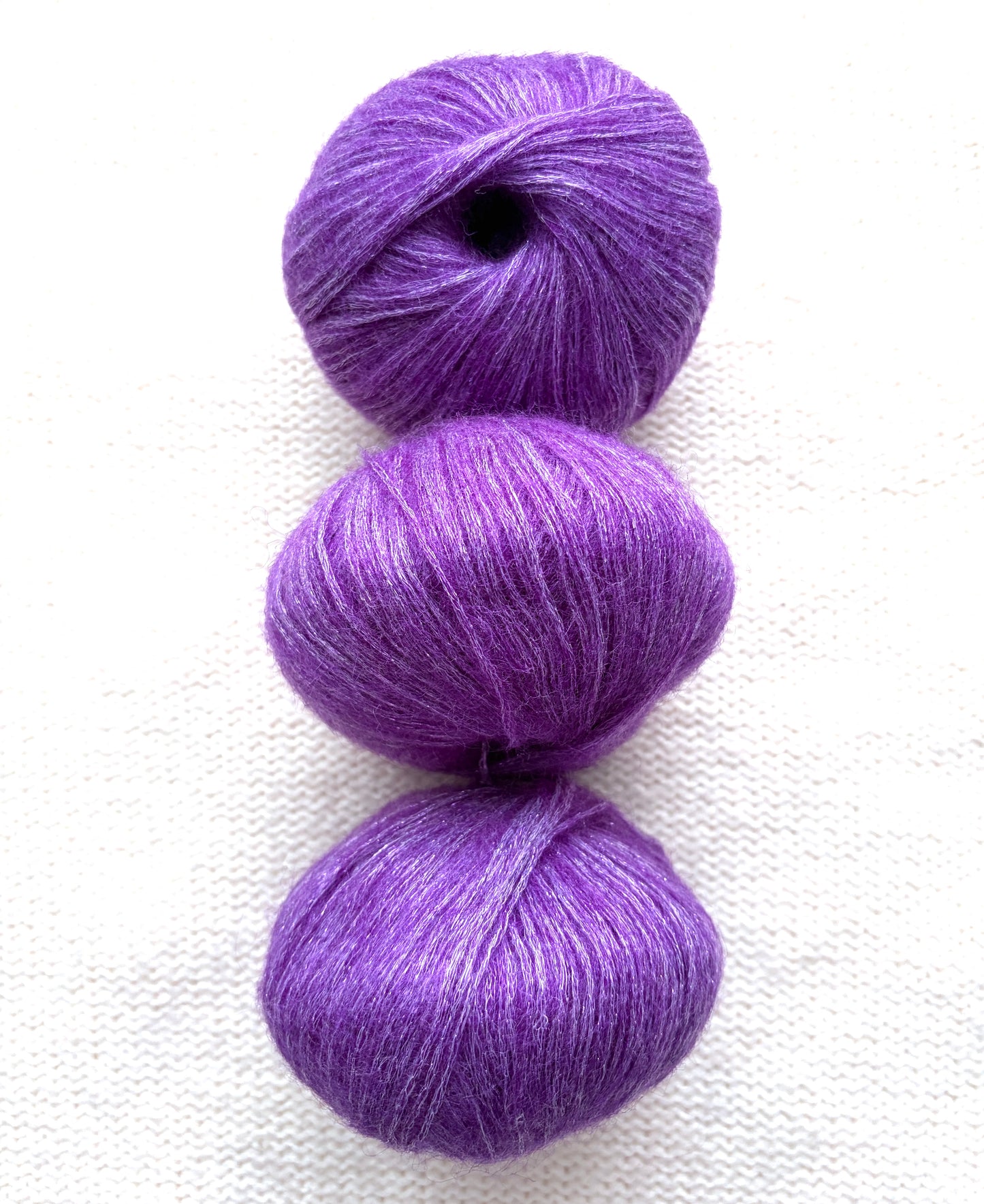 3 balls x 25g Glitter Mohair yarn : Mohair + Wool + Rayon : 06 Bright Purple
