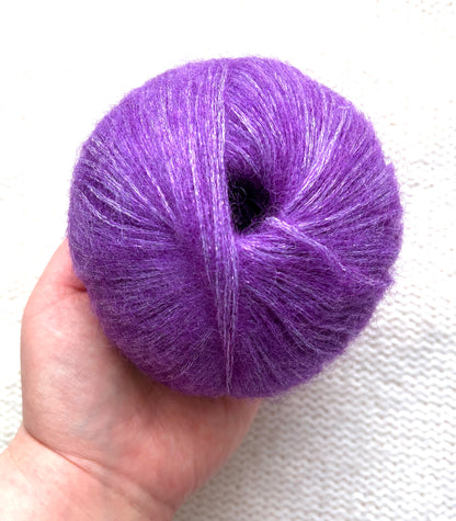 3 balls x 25g Glitter Mohair yarn : Mohair + Wool + Rayon : 06 Bright Purple