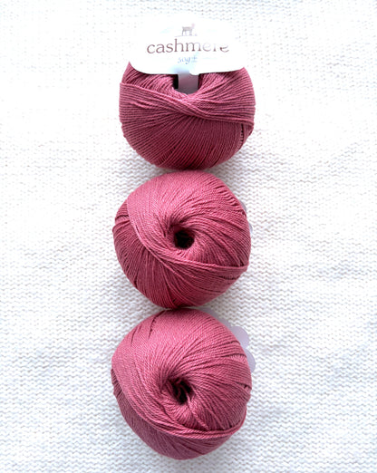 3 balls x 50g Cashmere yarn : 100% Cashmere : 25 Rose Red