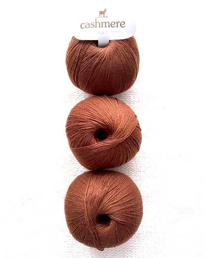 3 balls x 50g Cashmere yarn : 100% Cashmere : 19 Russet Brown