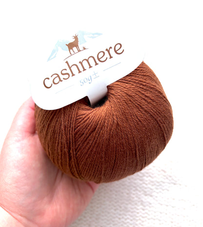 3 balls x 50g Cashmere yarn : 100% Cashmere : 19 Russet Brown