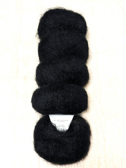 5 balls x 25g Alpaca Mohair yarn : Mohair + Alpaca + Acrylic : 05 Black