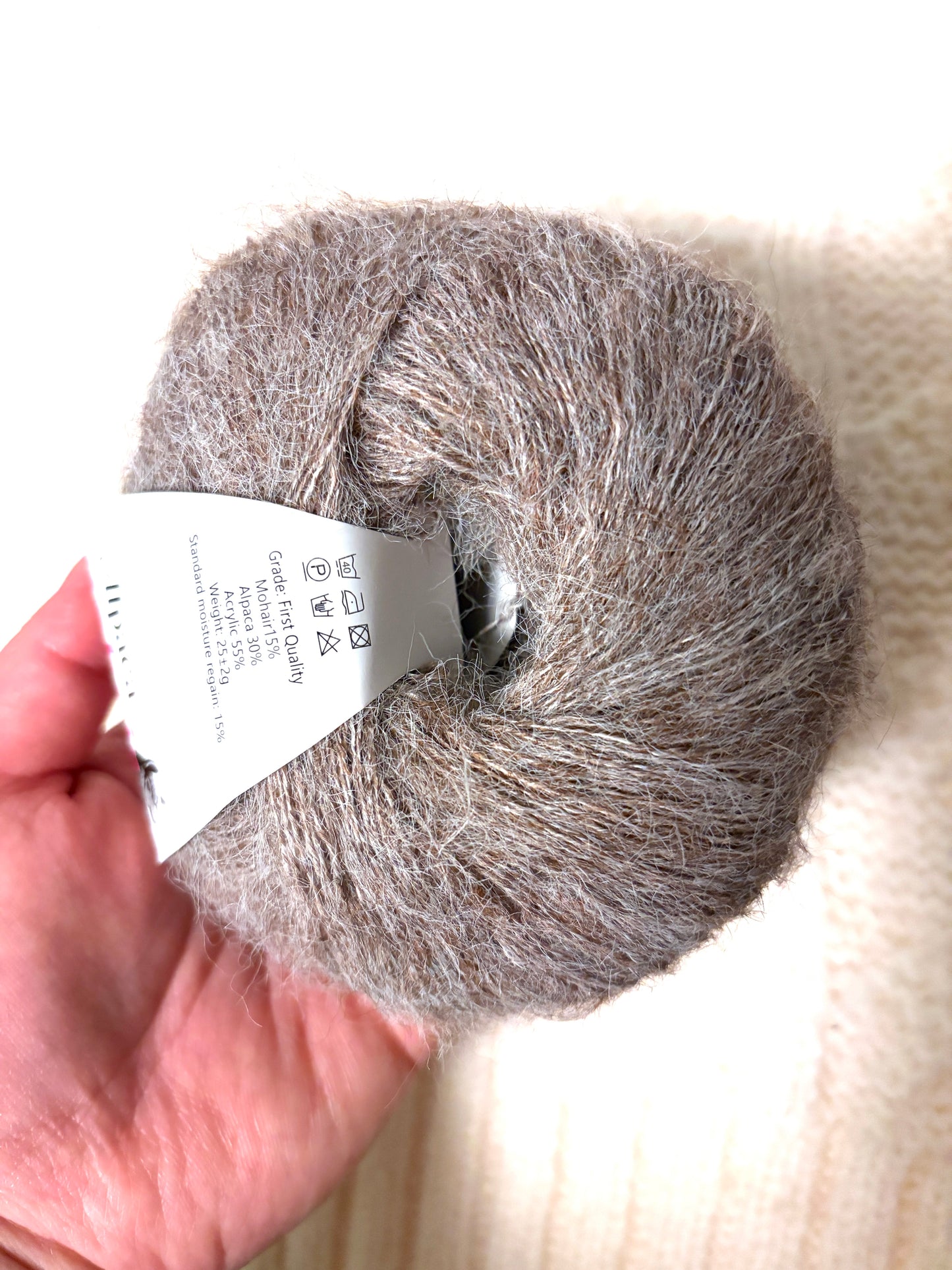 5 balls x 25g Alpaca Mohair yarn : Mohair + Alpaca + Acrylic : 10 Brown