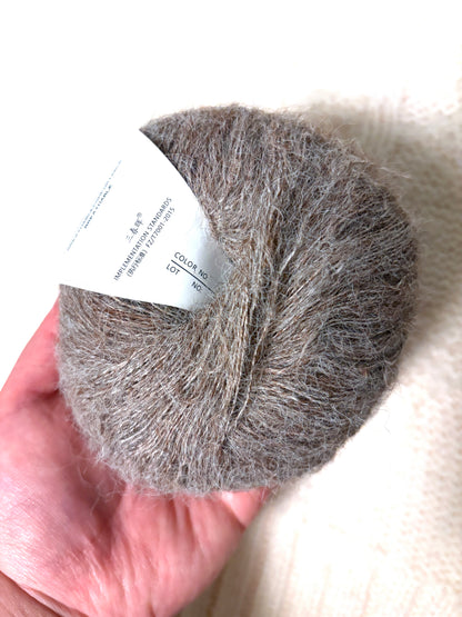 5 balls x 25g Alpaca Mohair yarn : Mohair + Alpaca + Acrylic : 10 Brown