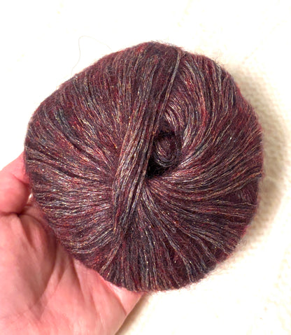 3 balls x 25g Glitter Mohair yarn : Mohair + Wool + Rayon : 03 Burgundy