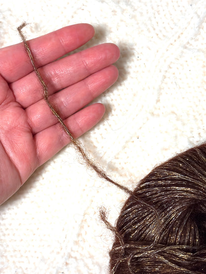 3 balls x 25g Glitter Mohair yarn : Mohair + Wool + Rayon : 05 Chocolate