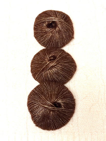 3 balls x 25g Glitter Mohair yarn : Mohair + Wool + Rayon : 05 Chocolate